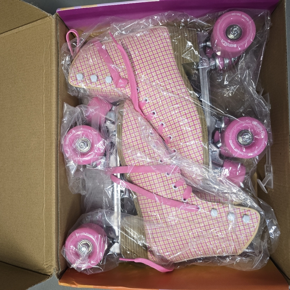 Impala Tartan Roller Skates with Pink Details